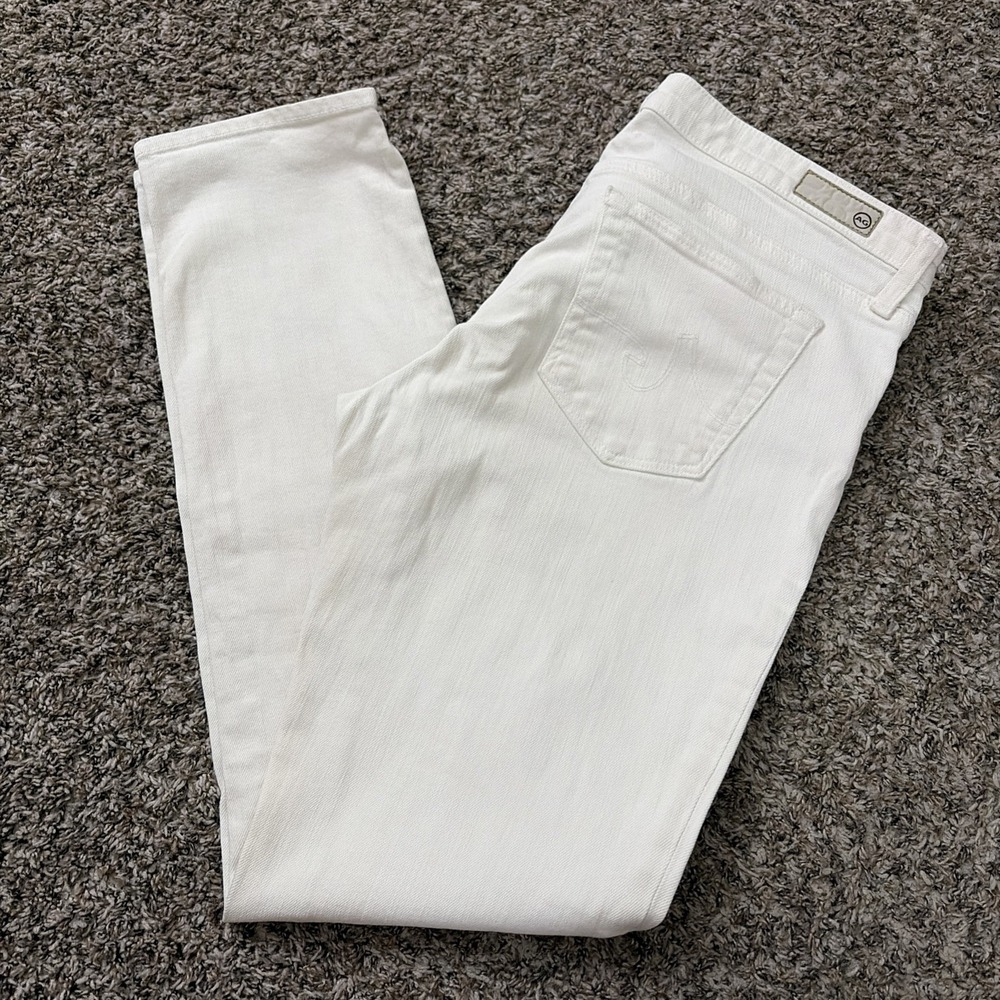 AG Adriano Goldschmied The Stilt Cigarette Leg White Jeans 32R Made In USA Denim
